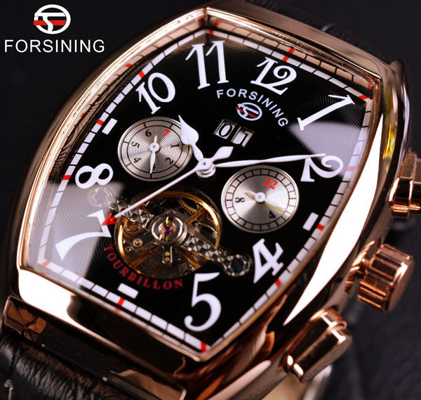 Forsining Date Month Display Rose Gold Case Mens Watches Top Brand Luxury Automatic Watch Montre Homme Clock Men Casual Watch