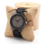 BOBO BIRD Mens Black Ebony Wooden Watches Wood WristWatch Links Causal Quartz relogio masculino in Gift Box custom logo