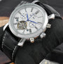 Jaragar luxury mechanical automatic brand watch leather strap date&day AUTO Flywheel Tourbillon Mens Wristwatch relogio