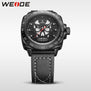 WEIDE Watch Men Leather Strap Cool Skull Dial Analog Display Date Clock Buckle Band Mens Casual Quartz Watch Relogio Masculino
