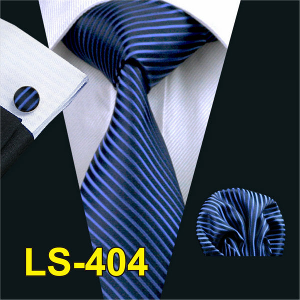 LS-822 Mens Tie Black Paisley 100% Silk Classic Barry.Wang Tie Hanky Cufflinks Set For Men Formal Wedding Party Groom Hot Sell