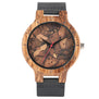 Zebra/Cork Slag/Broken Leaves Face Wood Watch Men Nature Wooden Creative Watches Simple Genuine Leather Band Quartz Clock Gift