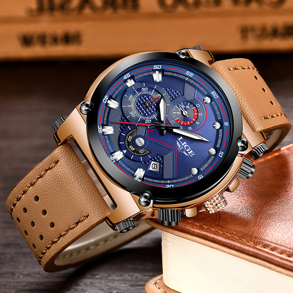 Reloje 2018 LIGE Men Watch Male Leather Automatic date Quartz Watches Mens Luxury Brand Waterproof Sport Clock Relogio Masculino