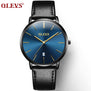 OLEVS Ultra thin Fashion Male Wristwatch Leather Watchband Business Watches Waterproof Scratch-resistant Men Watch Clock G5869P