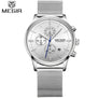 2018 Megir Golden Men Watch Luxury Fashion Business Quartz Watches Calendar Chronograph Analog Wristwatch Clock Man 2011
