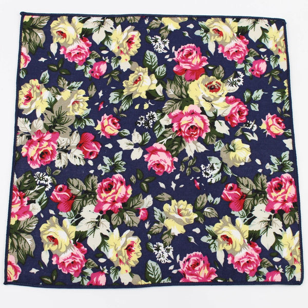 Hankerchief Scarves Vintage Cotton Hankies Men's Pocket Square Handkerchiefs Rose Flower Paisley