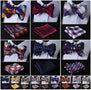 Check Polka Dot Silk Jacquard Woven Men Butterfly Self Bow Tie BowTie Pocket Square Handkerchief Hanky Suit Set G5