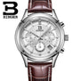 Switzerland BINGER men's watch luxury brand Quartz waterproof genuine leather strap auto Date Chronograph clock BG6019-M