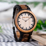 BOBO BIRD WN28 Mens Wood Watch Zabra Wooden Quartz Watches for Men Japan miyota 2035 Watch in Gift Box with tool for adjust size