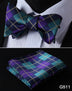 Check Polka Dot Silk Jacquard Woven Men Butterfly Self Bow Tie BowTie Pocket Square Handkerchief Hanky Suit Set G5