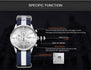MEGIR Fashion Casual Men Quartz Watch Contrast Color Blue Canvas Strap 3 Sub Dial Date Display Voyage Military Sport Clock