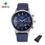 North Luxury Men Watches Waterproof Genuine Leather Fashion Casual Wristwatch Man Business Sport Clock Classic Blue Silver 6009