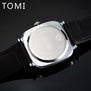 Tomi 2017 New Men Luxury Brand Rose Gold Leather Strap Watch Luxury Quartz Wristwatch Square Sport Waterproof Dress Relogio T013