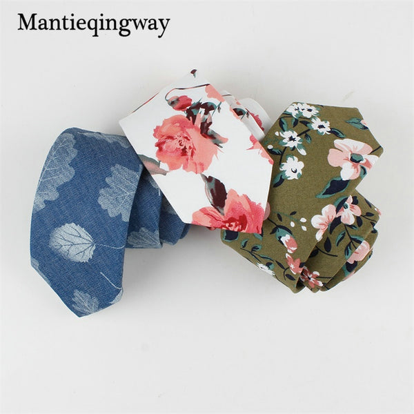 Mantieqingway 7cm Animals Birds Pattern Neck Ties For Mens Cotton Floral Necktie for Wedding Skinny Gravata Masculina Cravat