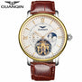 GUANQIN Mens Watches Top Brand Luxury Tourbillon Automatic Mechanical Watch Men Casual Fashion Leather Strap Skeleton Wristwatch