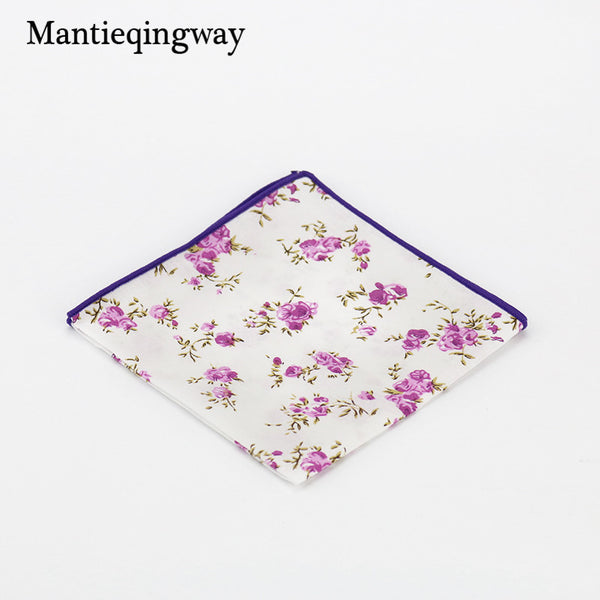 Mantieqingway Style Wedding Party Paisley & Floral Pocket Square for Mens Suit Cotton Blue & Red Handkerchiefs 24cm Chest Towel