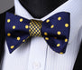 BE04YS Blue Dot Geometric Double Side Bowtie Men Silk Self Bow Tie hanky set Pocket Square Classic Party Wedding