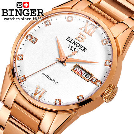 Binger Luxury Watch Men Automatic Watch Calendar High Quality Man Watches Sapphire Crystal Wristwatch Retro Relogios Masculino