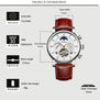 KINYUED Moon Phase Top Brand Mens Mechanical Watches Automatic Tourbillon Skeleton Watch Men Calendar Relogio Masculino dropship