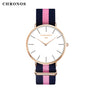 Luxury Brand CHRONOS Rose Gold Silver Men Women Watches Leather Nylon Quartz Wrist Watch Unisex Clock Relogio Masculino Feminino