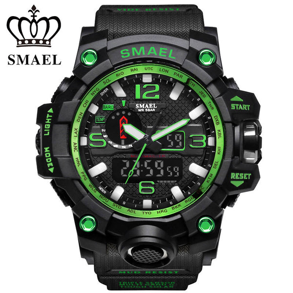 SMAEL Men Fashion S Shock Wristwatch Reloj Business Outdoor Sports Digital Watch LED Display Quartz Multi-functional Clock 1545