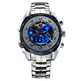 HOT Brand TVG Stainless Steel Black Men's Clock Fashion Blue Binary LED Pointer Mens 5ATM Waterproof Watches free shipping