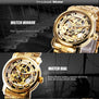 Men's Golden Skeleton Watches 2017 WINNER Auto Mechanical Wristwatches Stainless Steel Strap Top Brand Luxury +GIFT BOX