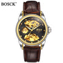 BOSCK Mechanical Watches Men Skeleton Gold Watch Automatic Mechanical Mens Watches Waterproof Self-winding Clock Stainless Steel