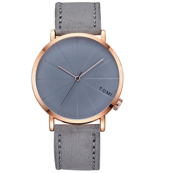 TOMI Fashion Casual Men 's Bussines Retro Design Leather Round Band Watch Watch Men Erkek Kol Saati Relogio Masculino