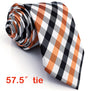 P1 Checked Orange Black White Men's Neckties Set 100% Silk Designers Fashion hanky Men Ties for men 63"