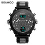 men watches BOAMIGO brand 3 time zone military sports watches male LED digital quartz wristwatches gift box relogio masculino