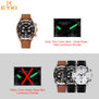 EYKI black genuine leather watchband mens watches man brown strap sport watch brand luxury quartz wristwatch montre homme reloj