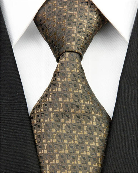 Fashion Mens Accessories Check Pattern Business Silk Tie Geometric Jacquard Woven Necktie for Men 3"/7.5cm