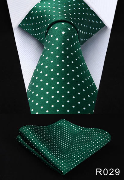Polka Dot 3.4" 100%Silk Wedding Jacquard Woven Men Tie Necktie Pocket Square Handkerchief Set Suit #RD1