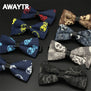 AWAYTR Classic Black Skull Printted Neck Tie for Wedding Men Fashion Business Bow Tie Neckwear Denim Print Bowtie 12*6cm