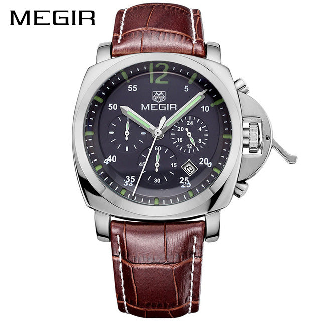 MEGIR Original Men Watch Top Brand Luxury Chronograph Military Watches Leather Quartz Wrist Watches Relogio Masculino Men 3006