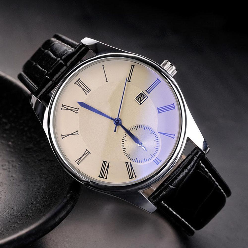Classic Watch Fashion Hodinky Men's Luxury Quartz Watches Faux Leather Blue Ray Glass Analog Brand Relogio Feminino High Quality