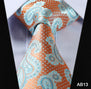 TF2014N Dark Blue Orange Floral 100% Silk New Hot Jacquard Woven Classic Man's Tie Necktie