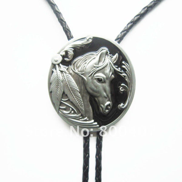 Retail Bolo Tie (Black Western Horse Head Bolo Tie) BOLOTIE-WT057BK Brand New Factory Direct Free Shipping In Stock