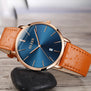 Men Watches Luxury Brand OLEVS Quartz Genuine Leather Strap Minimalist Ultrathin Wrist Watches Waterproof High Quality Relogio