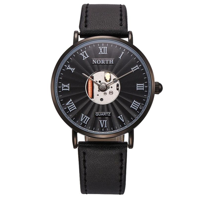 Leather Waterproof Hollow Quartz Analog Men's Quartz Watch automatic watch men leather Dropshipping wristwatch reloj hombre