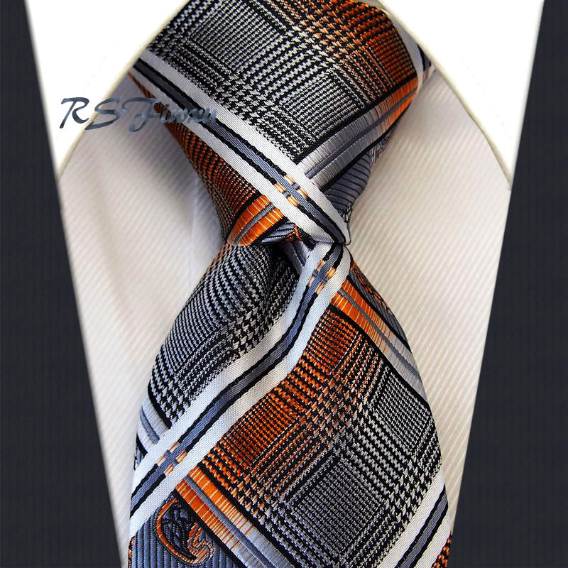 Long tie Paisley Glod Silver 100% Silk Necktie New Fashion Jacquard Woven Classic Mens Tie Brand Wholesale