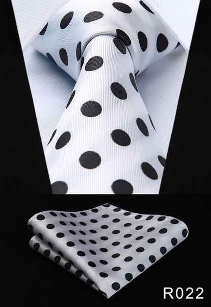 Polka Dot 3.4" 100%Silk Wedding Jacquard Woven Men Tie Necktie Pocket Square Handkerchief Set Suit #RD1