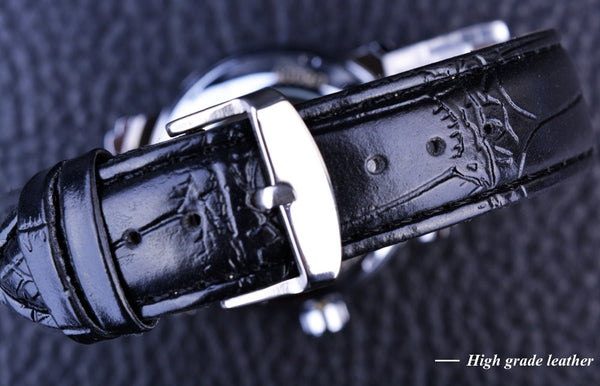 Winner Black Skeleton Designer Blue Engraving Clock Men Leather Strap Mens Watches Top Brand Luxury Automatic Watch Montre Homme