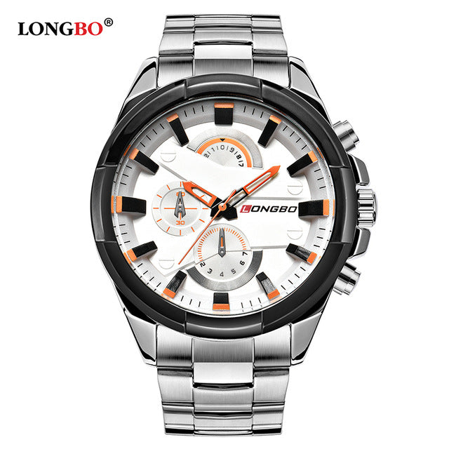 LONGBO Top Brand Pilot Military Sport Men Quartz Watch Dynamic Fashion Wristwatch Full Steel Waterproof Clock Relogio Masculino