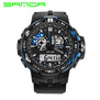 Fashion Sport Super Cool Men's Quartz Digital Watch Men Sports Watches SANDA Luxury Brand LED Military Waterproof Wristwatches