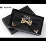 Korean Formal Mens Bow Tie With Metal Decorate Groomsman Groom Bow Ties For Men Wedding Party Bowtie Gift Box Butterfly Neckwear