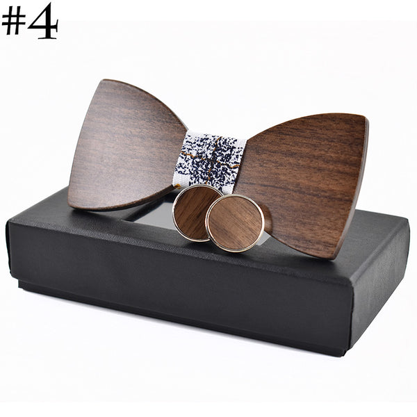 Fashion Wedding Wood Bow Tie Cufflinks Set Mens Suit Papillon Corbatas Tie gravata Pajaritas Hombre noeud papillon enfant