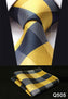 Check 3.4" Silk Fashion Mens Extra Long Tie Necktie Handkerchief Set #Q5 Pocket Square Classic Party Wedding