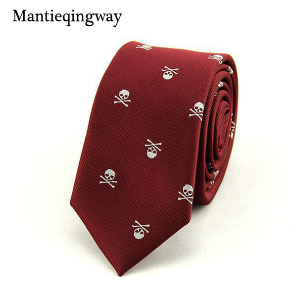 Mantieqingway 6cm Classic Skull Necktie for Men's Suits Skeleton Jacquard Skinny Collar Tie Bridegroom Tuxedo Gravata Cravat